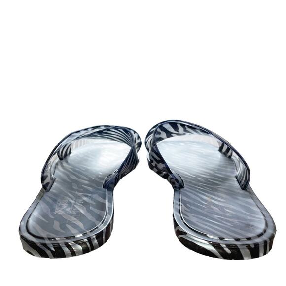 MATISSE x ANTHROPOLOGIE Zebra Stripe Jelly Cross Flat Slide Sandals Size 8 - Picture 6 of 9